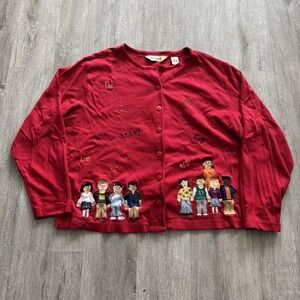 Bechamel vintage red embroidered teachers button cotton cardigan children Large